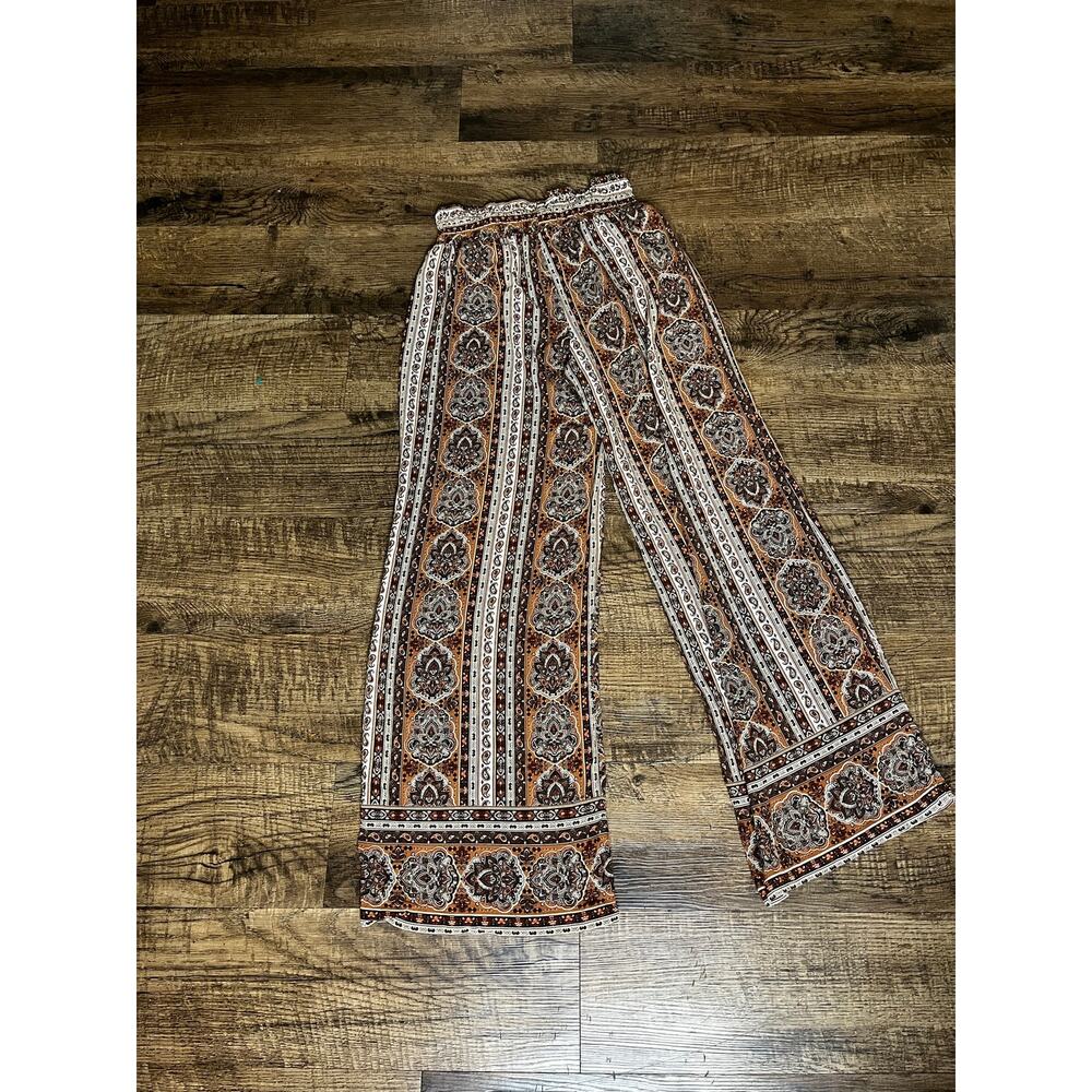 Casual Boho Pull on  Flare Leg Palazzo Pants - Size M - Picture 3 of 7